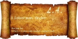 Lieberman Andor névjegykártya